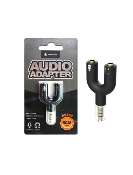 Adaptador divisor para auriculares y microfono jack 3.5 de 4 Negro