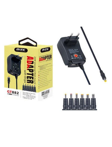 Cargador Universal GT882 - 3v/4.5v/5v/7.5v/9v/12v/ 2a + USB / Monitor / Tablet / Router / Mtk