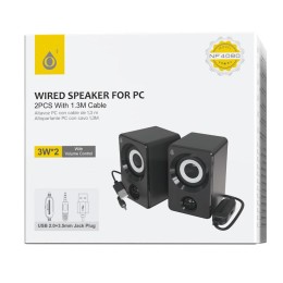 Altavoces 2.0 Pc NF4080 / Control de Volumen / Usb / Jack 3.5 / 6w (2x3w) / 1.3m / Negro / 2400802 / One +