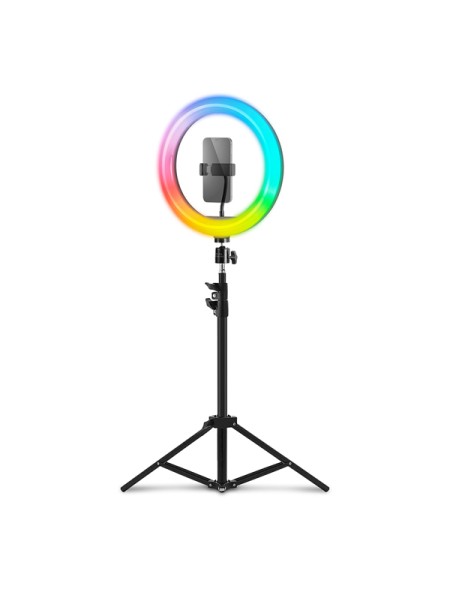 ÷ Anillo de iluminacion profesional mars gaming argb con 35 modos de estudio y ambiente soporte webcam