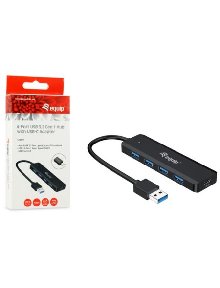 ÷ Hub usb 3.2 equip life a 4 puertos usb 3.2 incluye adaptador usb-c