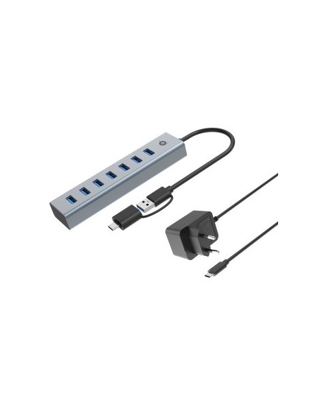 ÷ Hub usb 3.0 conceptronic hubbies21gp 7 puertos  usb-c a  7xusb-a con alimentador