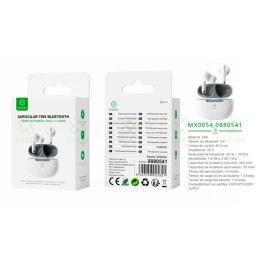 Auriculares Inalámbricos Bluetooth 5.4 MX0054 / Tws / Base de carga / Blanco / Woox / 0880541