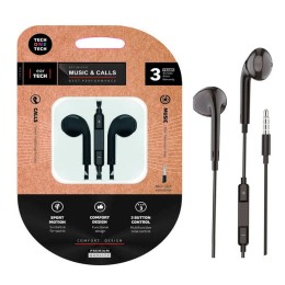 Auriculares Intrauditivos earTECH / Micrófono / Jack 3.5 / 1.2m / Negros / TEC1002 / Tech One Tech